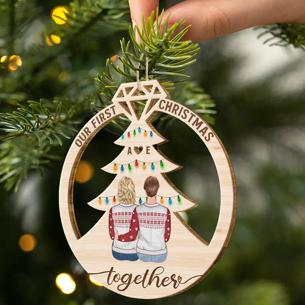 Our First Christmas Married - Personalized Wooden Cutout Ornament - Image 2