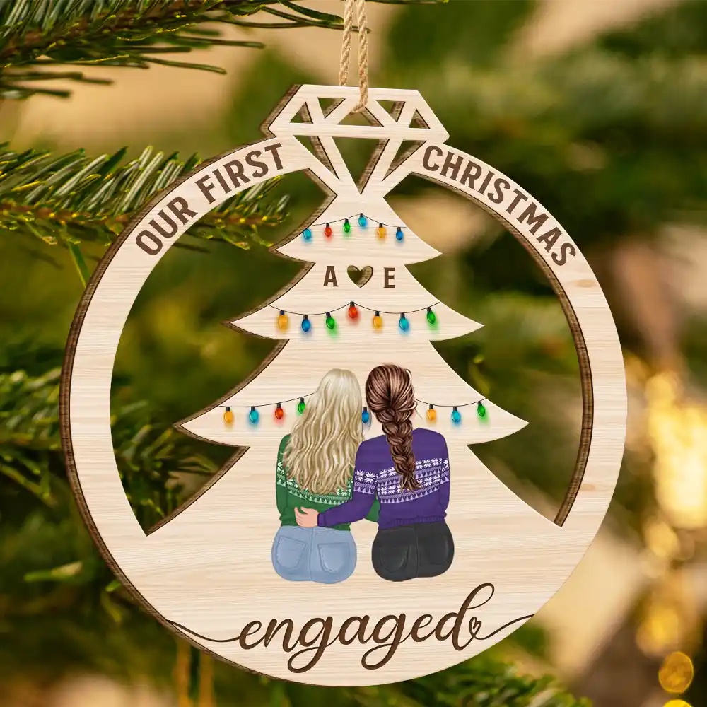 Our First Christmas Married - Personalized Wooden Cutout Ornament - Image 3