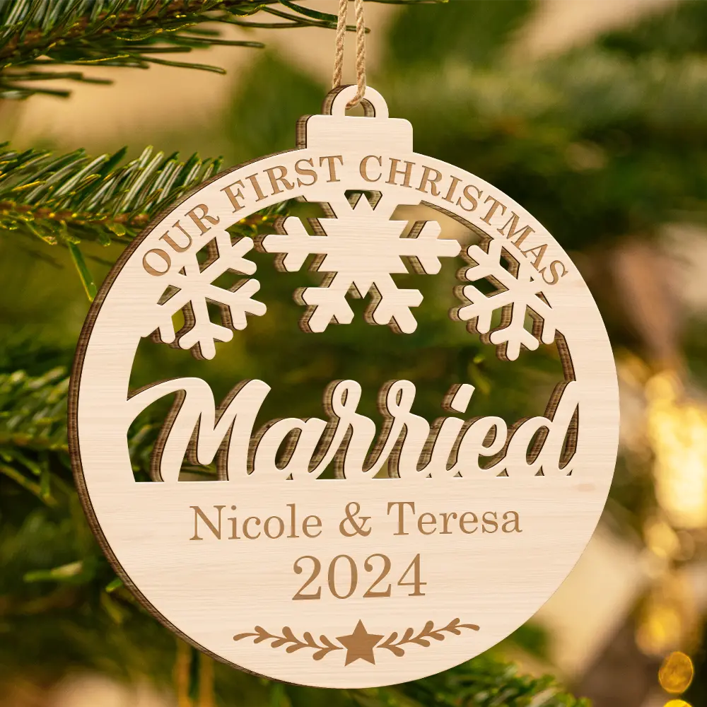 Our First Christmas - Personalized Wooden Cutout Ornament - Image 3