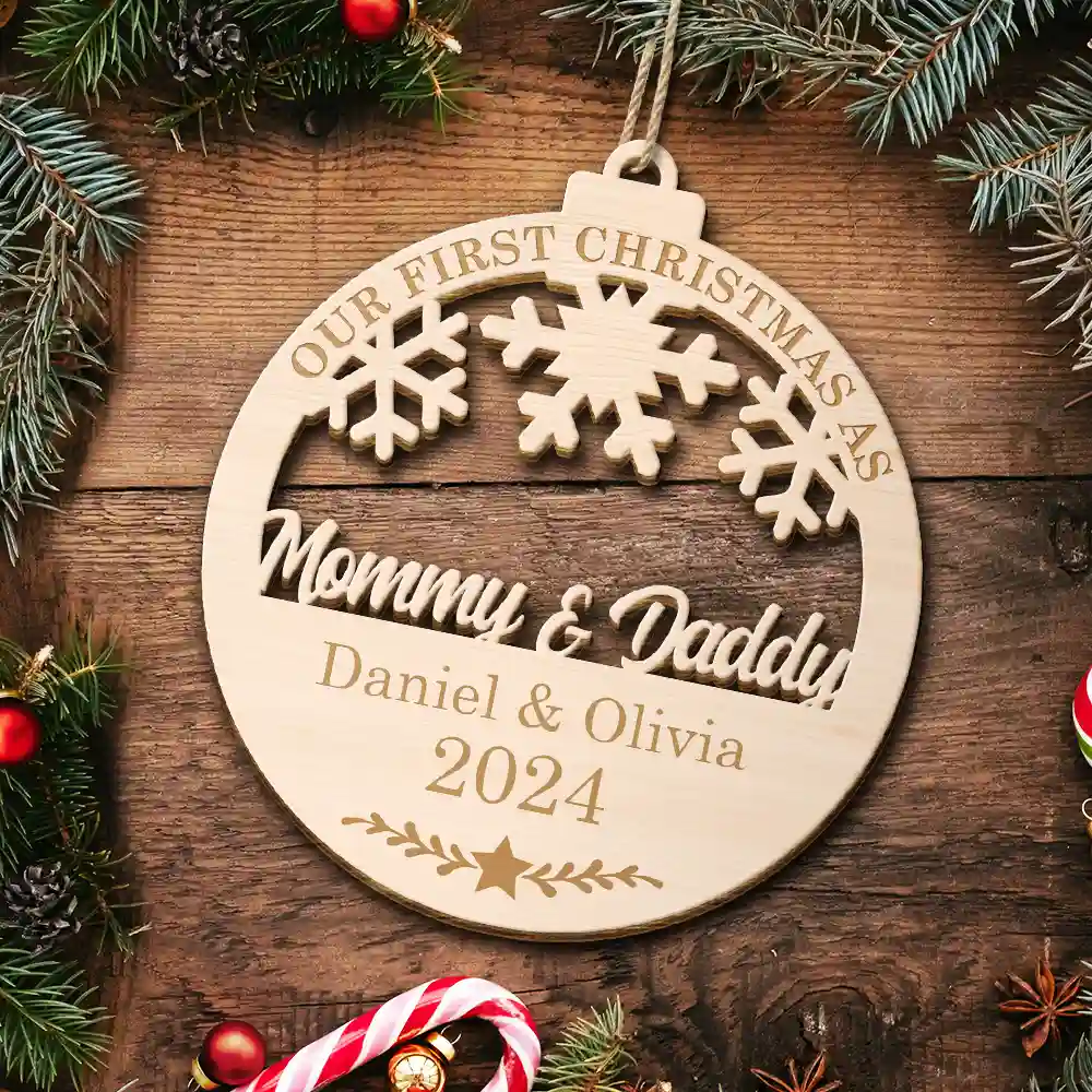 Our First Christmas - Personalized Wooden Cutout Ornament - Image 5