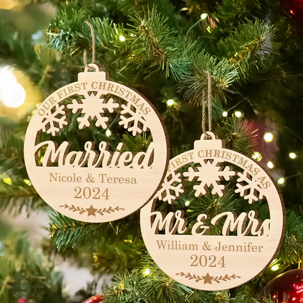Our First Christmas - Personalized Wooden Cutout Ornament - Image 6