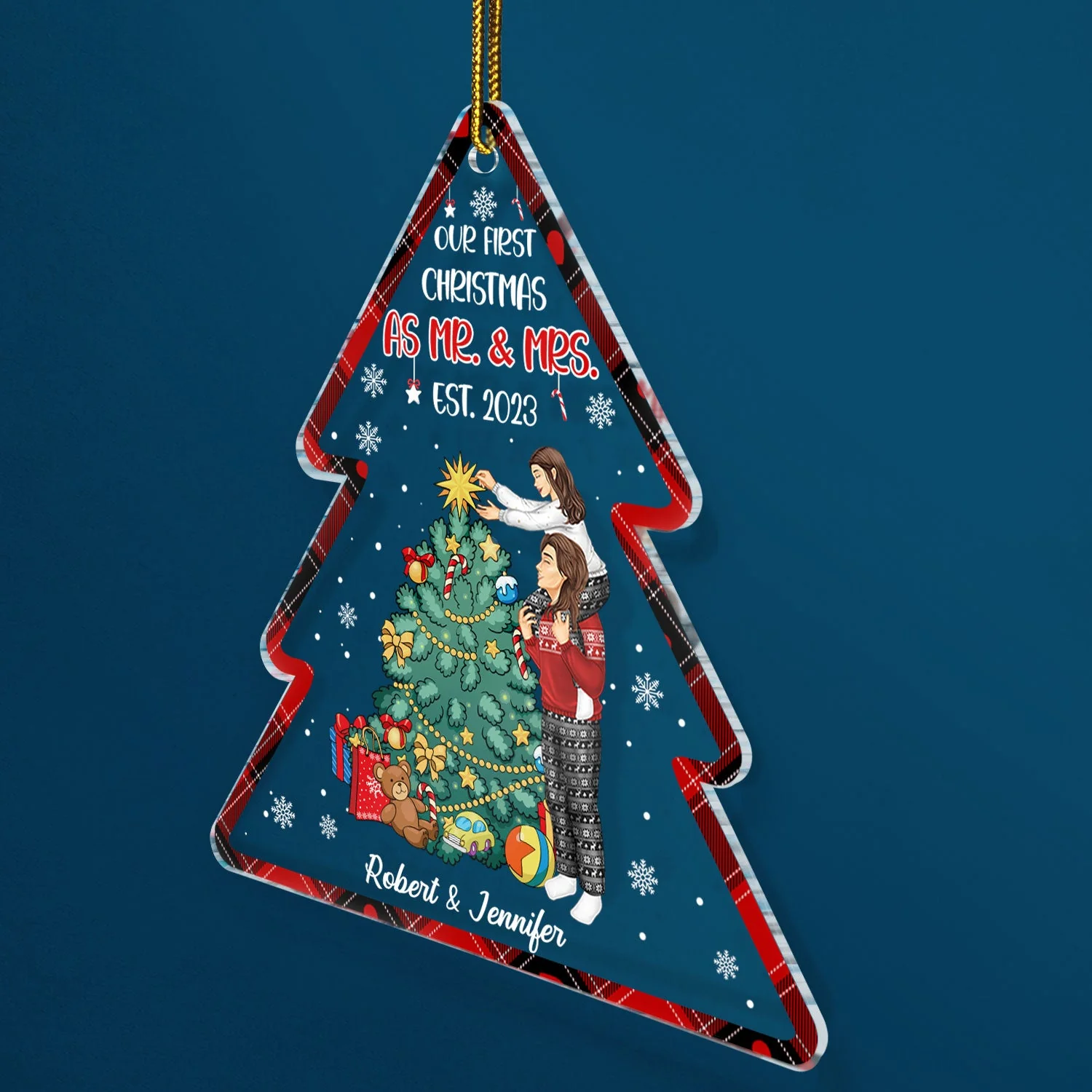 Our First Christmas Together Married - Gift For Couples - Personalized Custom Shaped Acrylic Ornament - Image 2