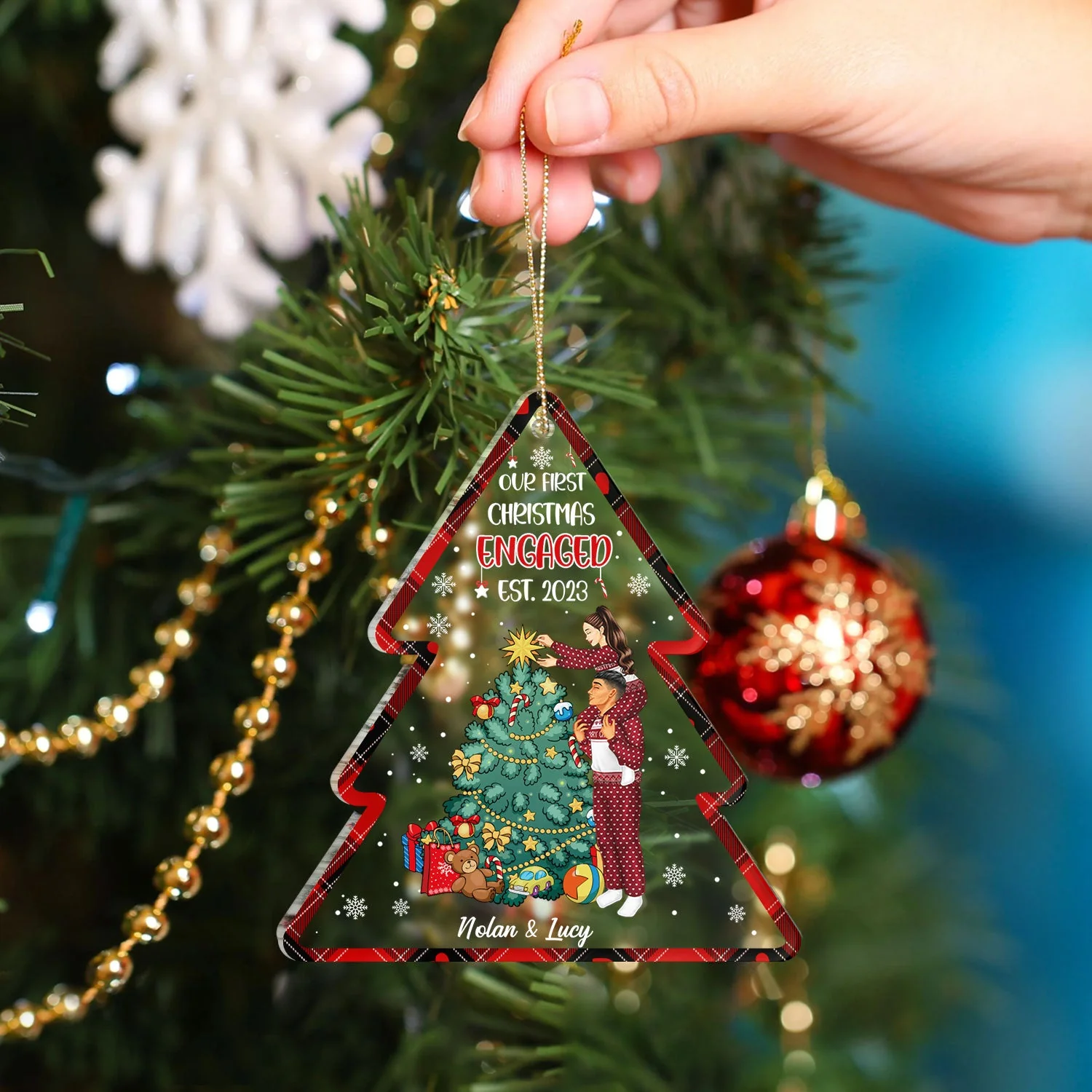 Our First Christmas Together Married - Gift For Couples - Personalized Custom Shaped Acrylic Ornament - Image 4
