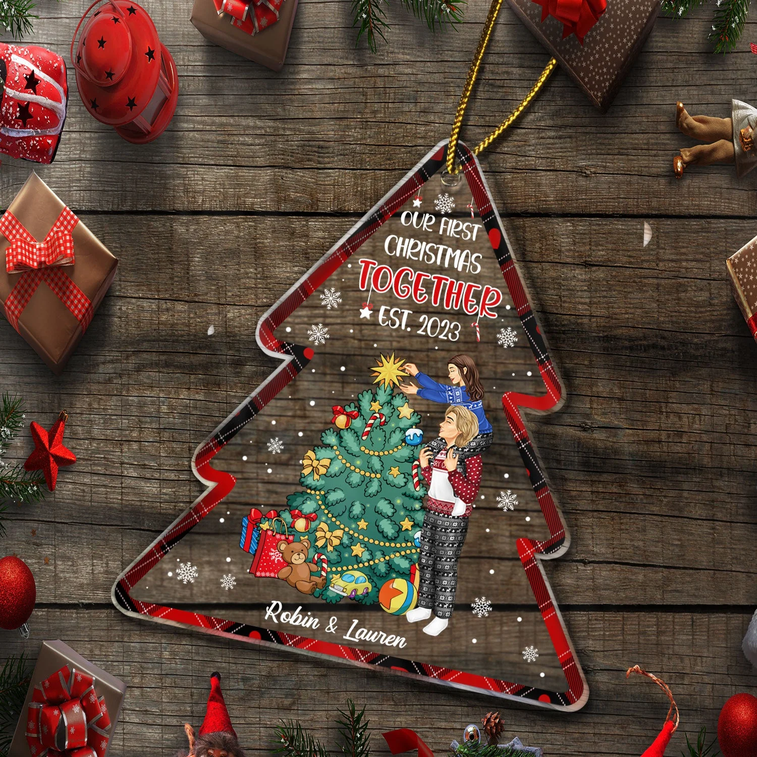 Our First Christmas Together Married - Gift For Couples - Personalized Custom Shaped Acrylic Ornament - Image 5