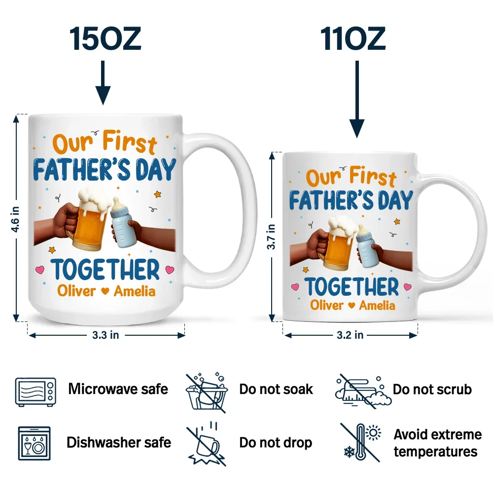 Our First Father's Day Together Cheers - Personalized Mug - Image 4