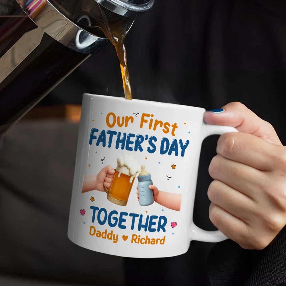 Our First Father's Day Together Cheers - Personalized Mug - Image 5