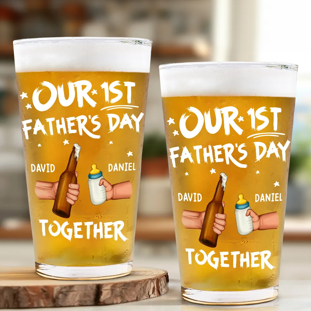 Our First Father's Day Together - Personalized Beer Glass - Image 2
