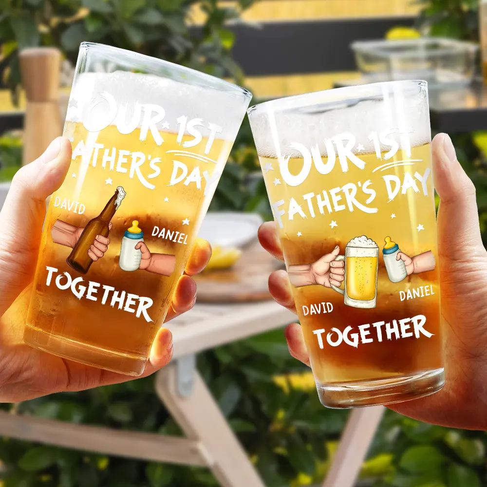 Our First Father's Day Together - Personalized Beer Glass - Image 4