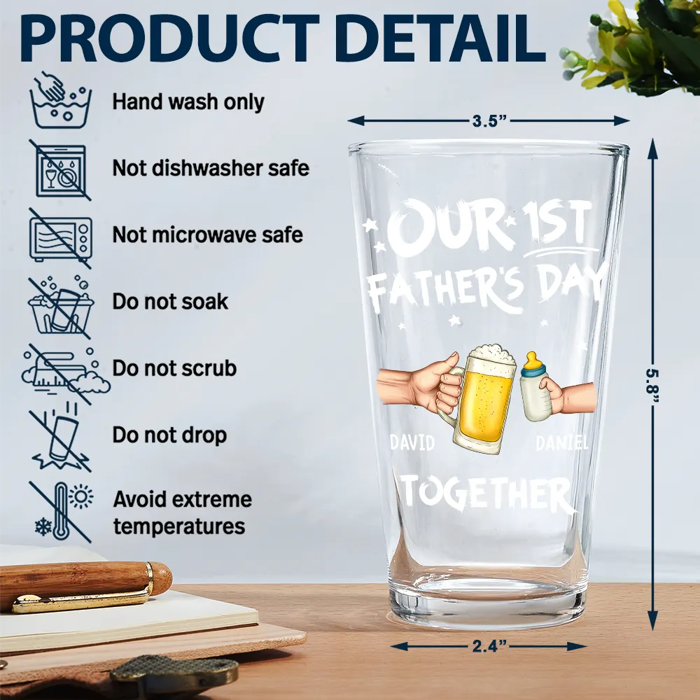 Our First Father's Day Together - Personalized Beer Glass - Image 5