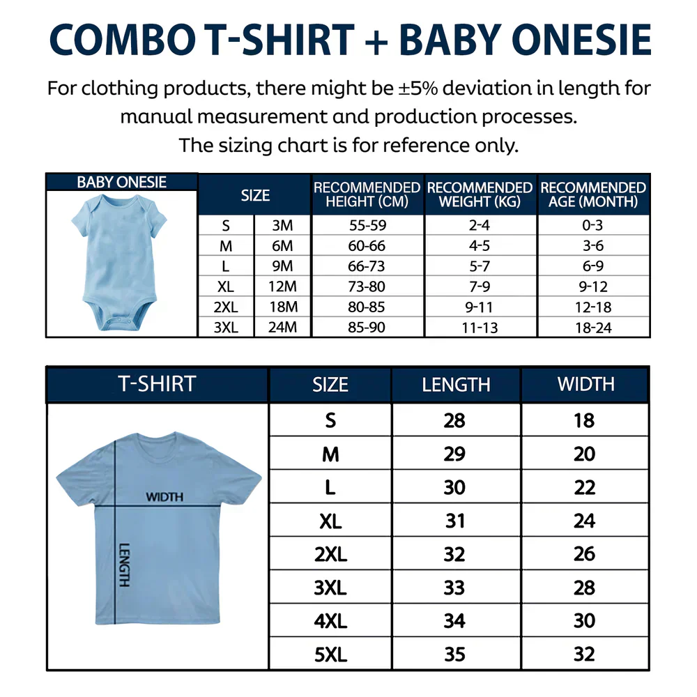 Our First Father's Day Together - Personalized Combo T Shirt And Baby Onesie - Image 2