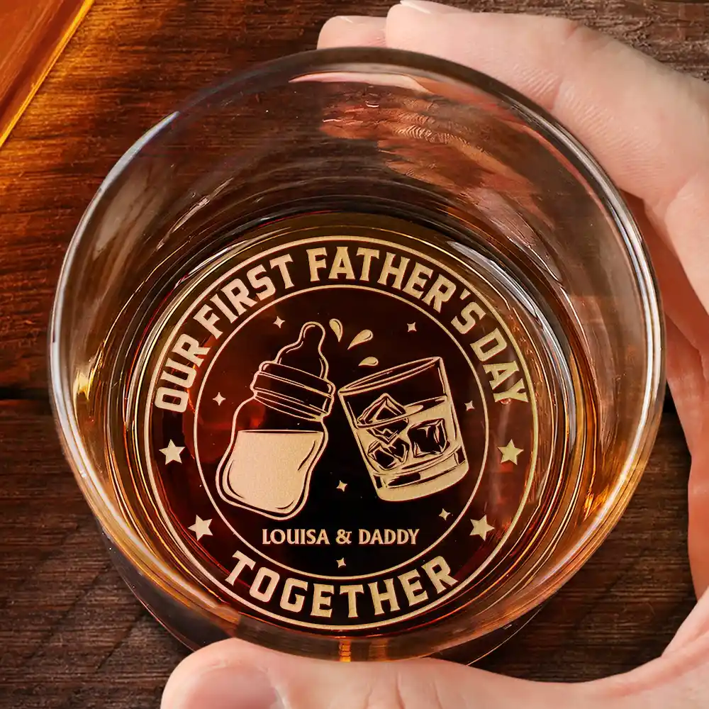 Our First Father's Day Together - Personalized Engraved Whiskey Glass - Image 2