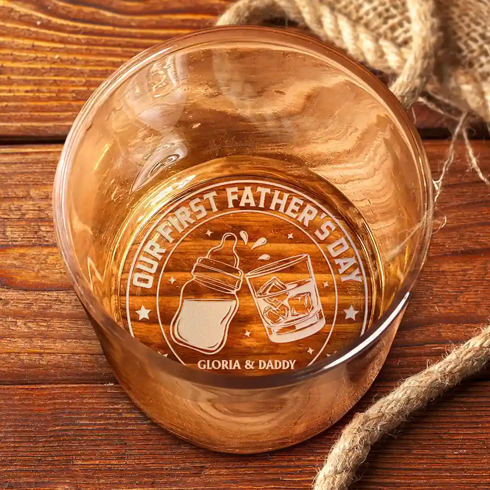 Our First Father's Day Together - Personalized Engraved Whiskey Glass - Image 3