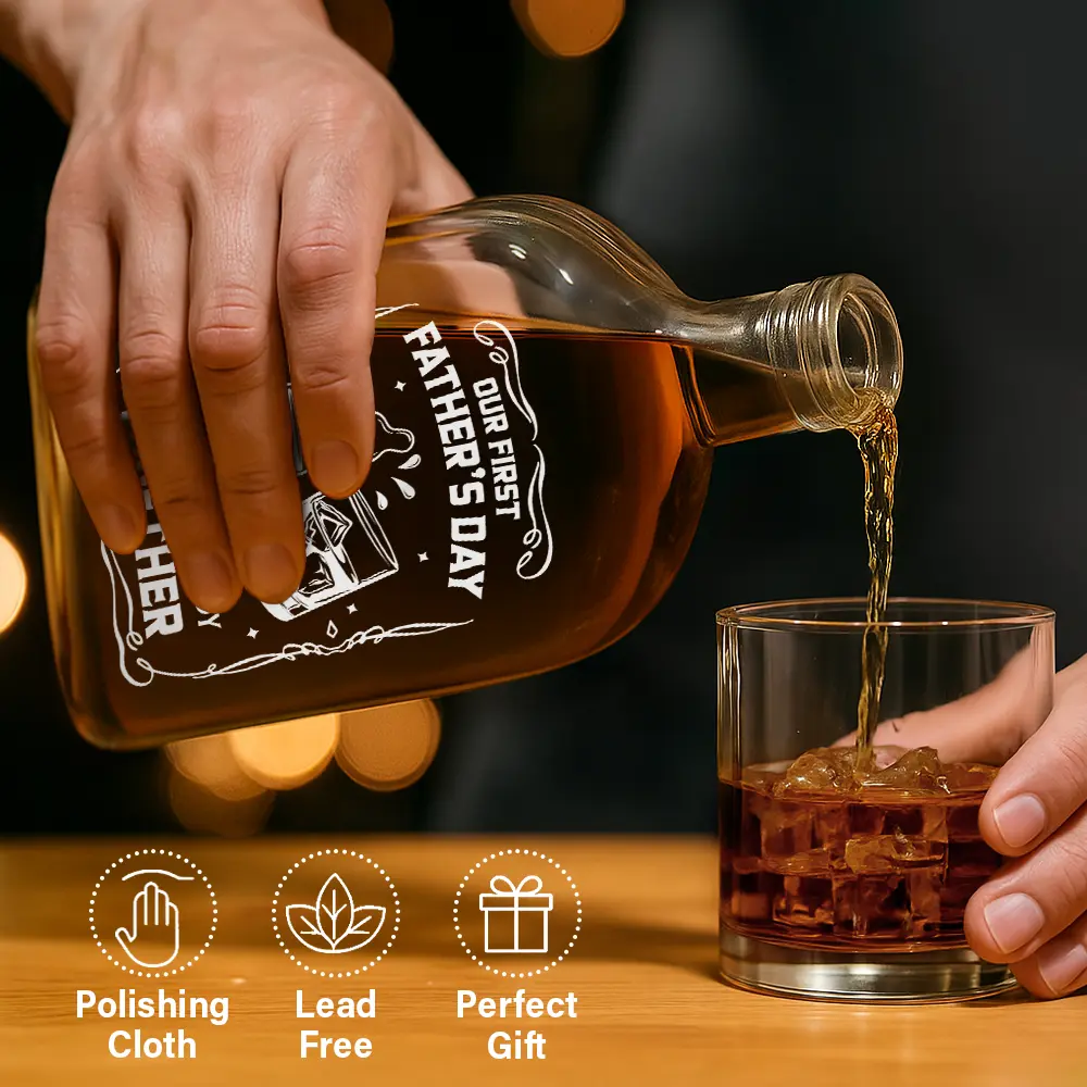Our First Father's Day Together - Personalized Whiskey Bottle - Image 6