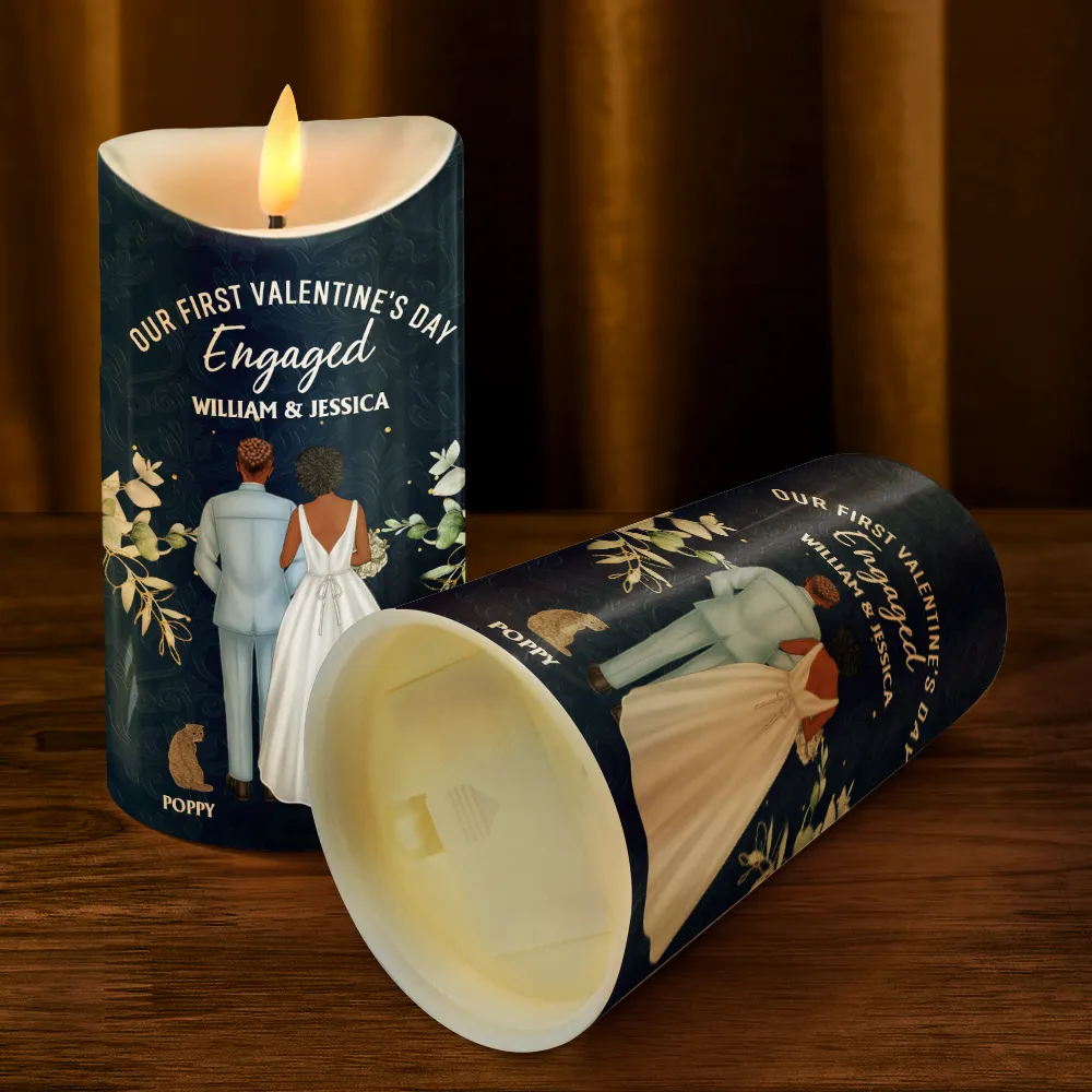 Our First Valentine As Mr & Mrs Wedding Couple Pet - Personalized Flameless LED Candle - Image 4