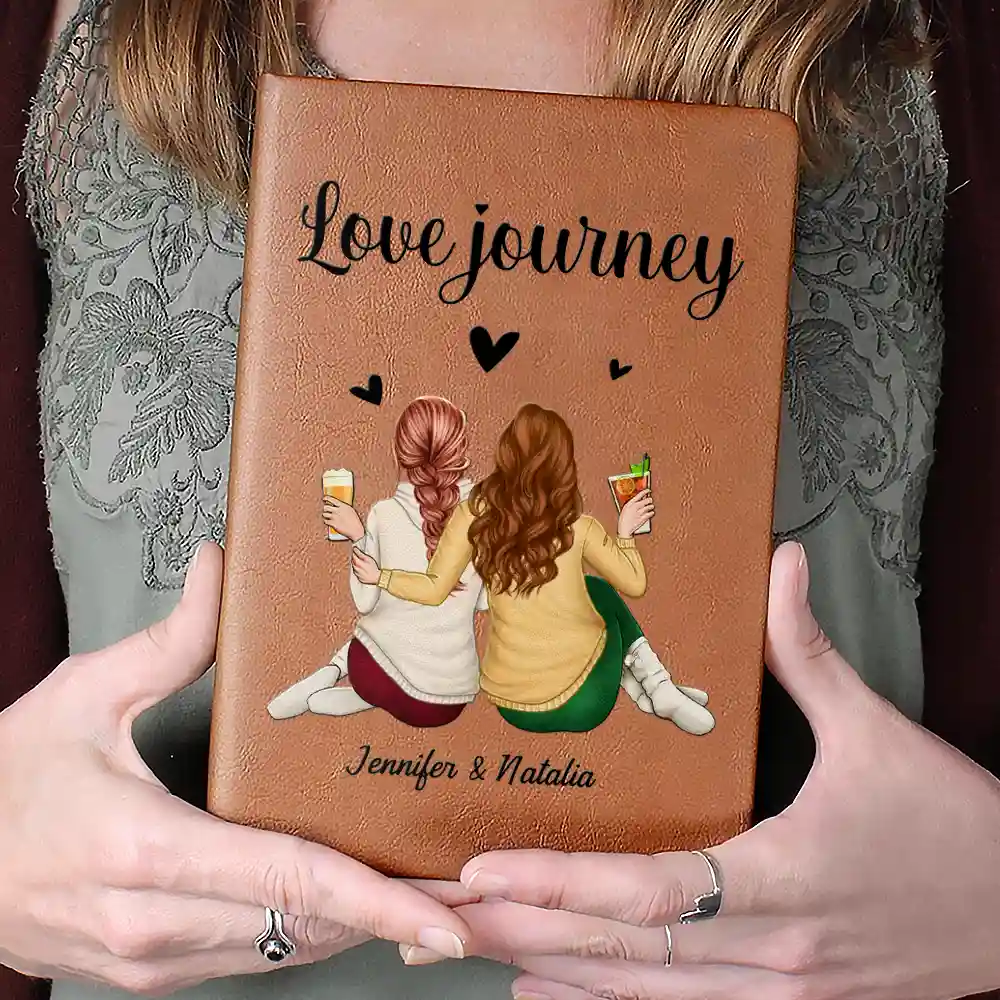 Our First Year Couple Anniversary - Personalized Leather Journal - Image 4