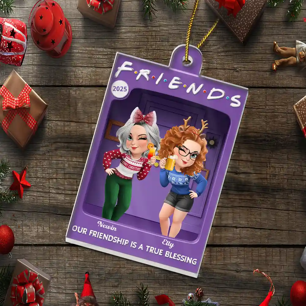 Our Friendship Is A True Blessing Purple Toy Box - Personalized Custom Shaped Acrylic Ornament - Image 5