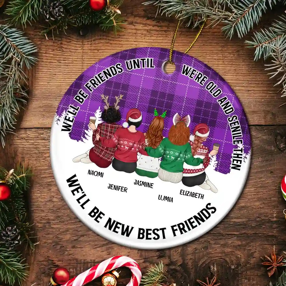 Our Friendship Is Endless - Personalized Circle Ceramic Ornament - Image 5
