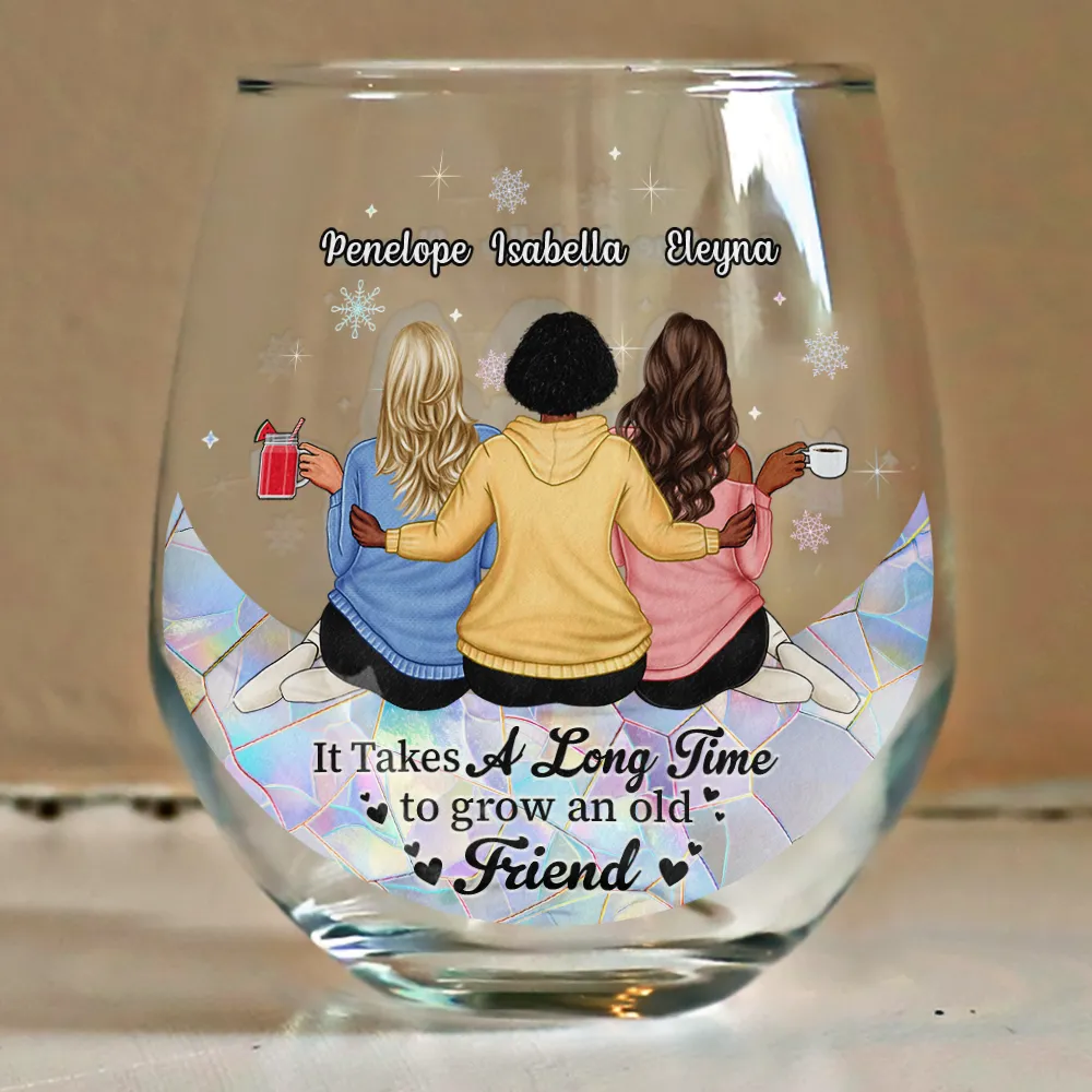 Our Friendship Is Like Wine It Gets Better With Time - Personalized Stemless Wine Glass - Image 4
