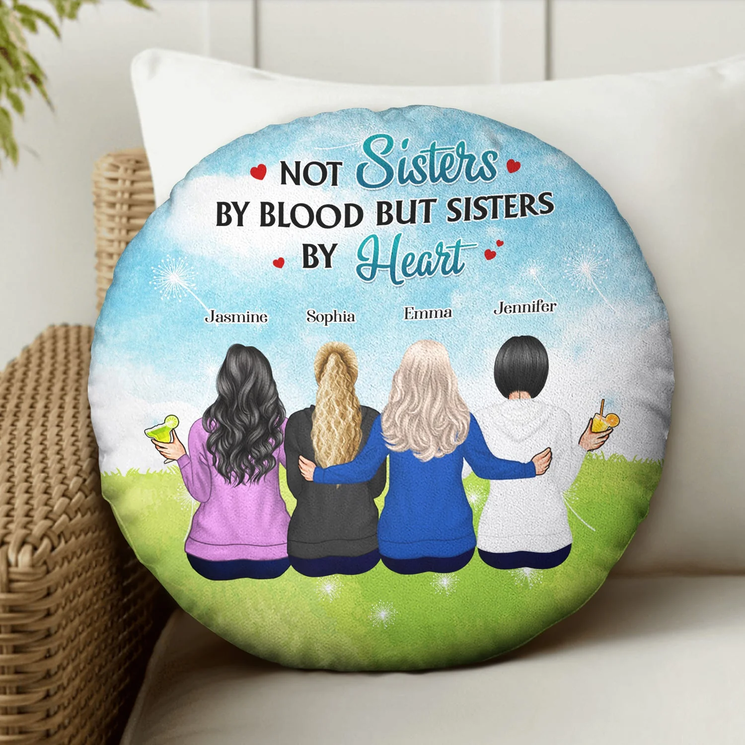 Our Friendship Will Always Remain - Birthday Gift For Besties, BFF Best Friends, Siblings, Sisters, Girls - Personalized Custom Round Pillow - Image 3