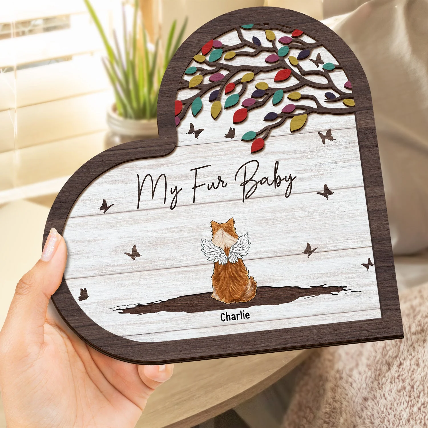 Our Fur Babies - Gift For Dog Lovers, Cat Lovers, Pet Lovers - Personalized 2-Layered Wooden Plaque With Stand - Image 4