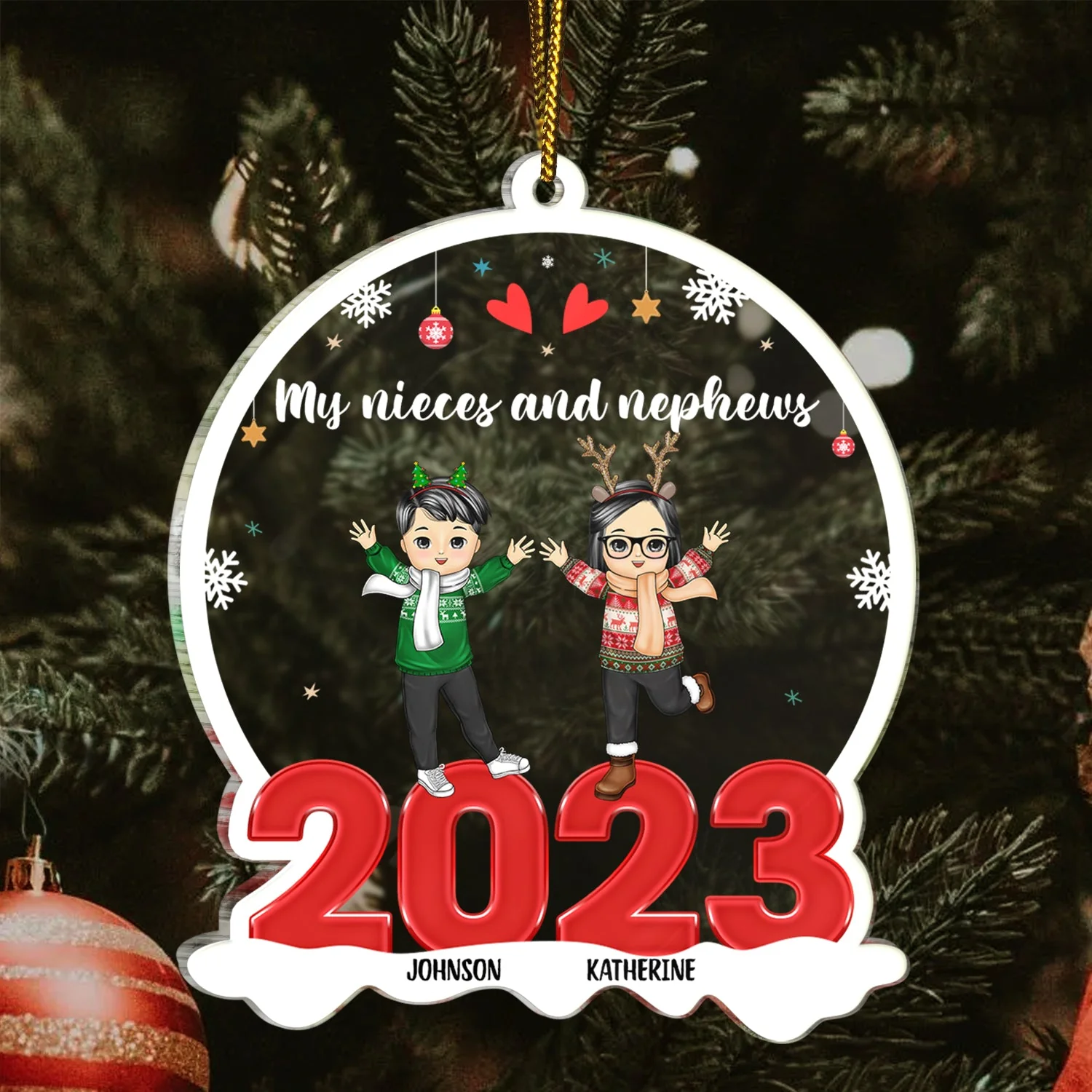 Our Grandkids 2023 - Christmas Gift For Grandparent - Personalized Custom Shaped Acrylic Ornament - Image 3
