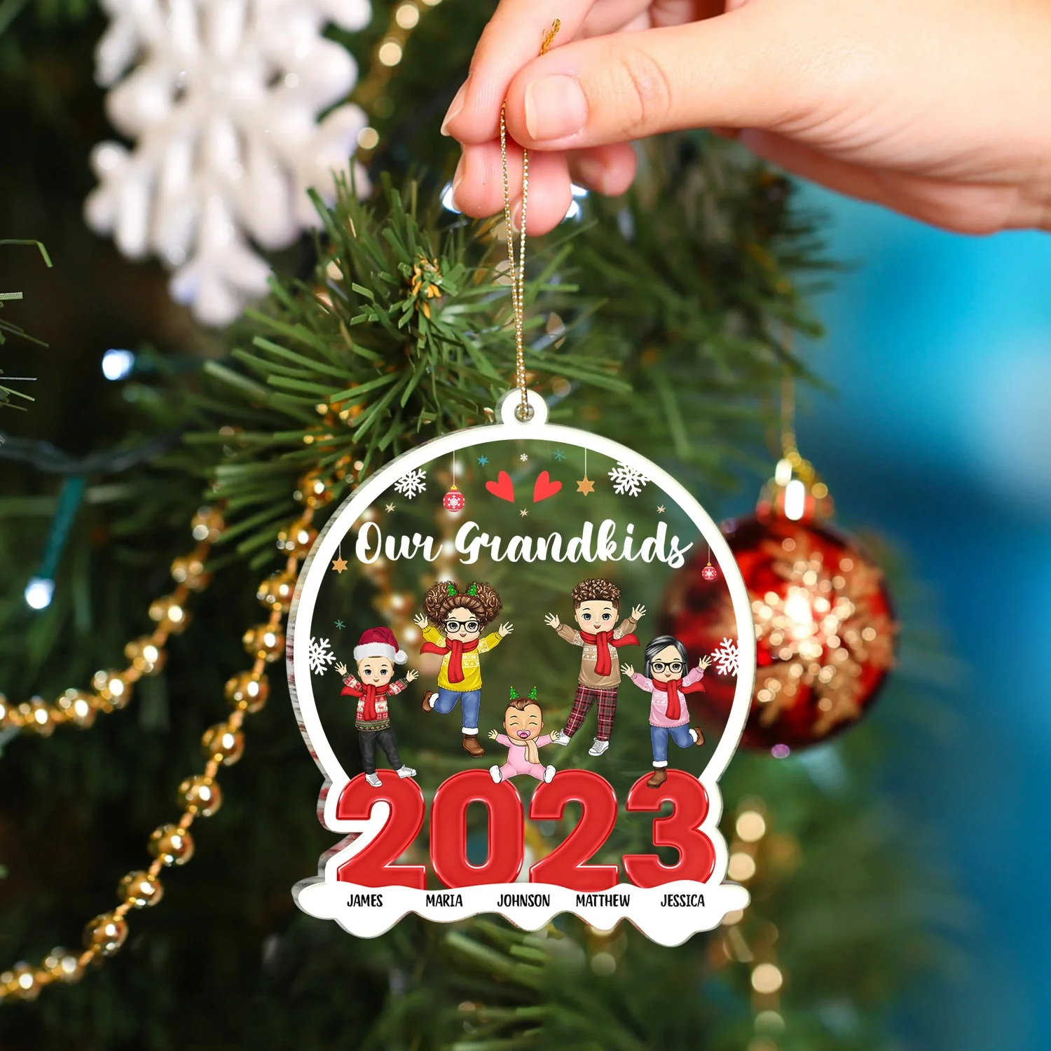 Our Grandkids 2023 - Christmas Gift For Grandparent - Personalized Custom Shaped Acrylic Ornament - Image 4