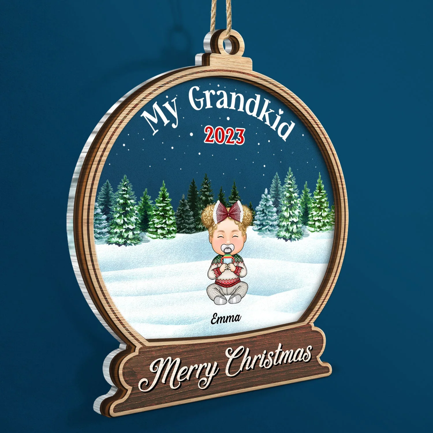 Our Grandkids Children - Christmas Gift For Family, Grandma, Grandpa, Grandparents - Personalized 2-Layered Mix Ornament - Image 2