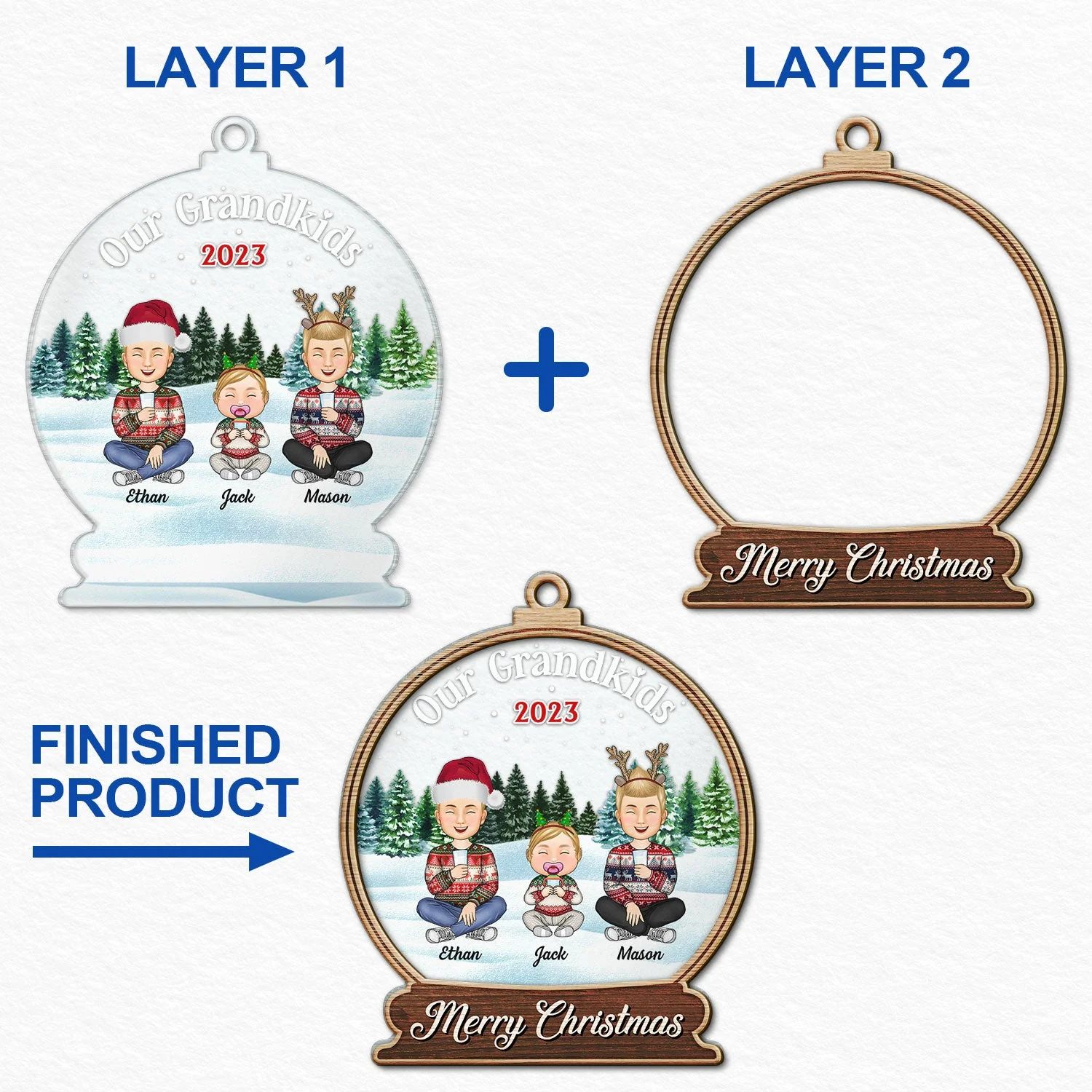 Our Grandkids Children - Christmas Gift For Family, Grandma, Grandpa, Grandparents - Personalized 2-Layered Mix Ornament - Image 6