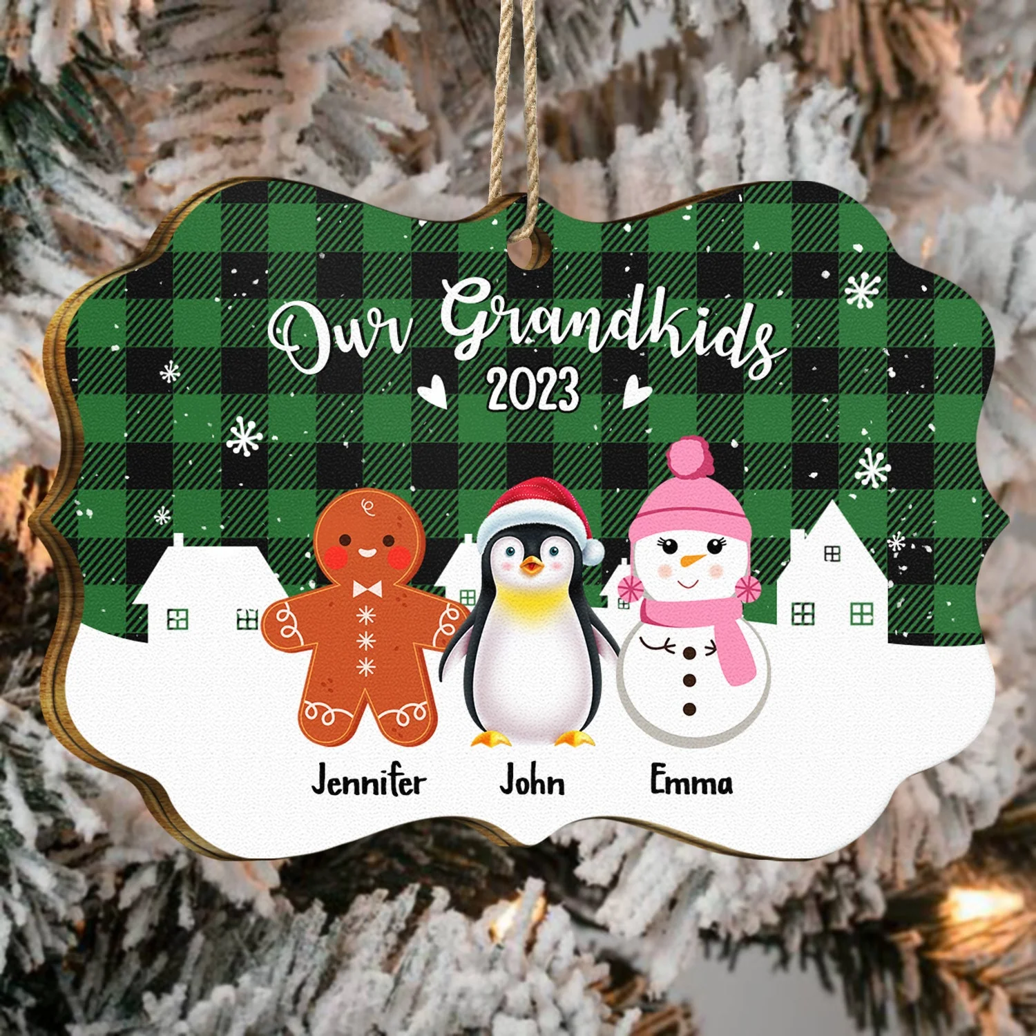 Our Grandkids - Christmas, Loving Gift For Grandparents, Grandma, Grandpa, Family - Personalized Medallion Wooden Ornament - Image 4