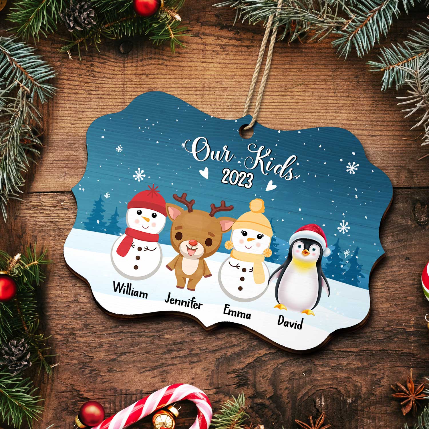 Our Grandkids - Christmas, Loving Gift For Grandparents, Grandma, Grandpa, Family - Personalized Medallion Wooden Ornament - Image 5