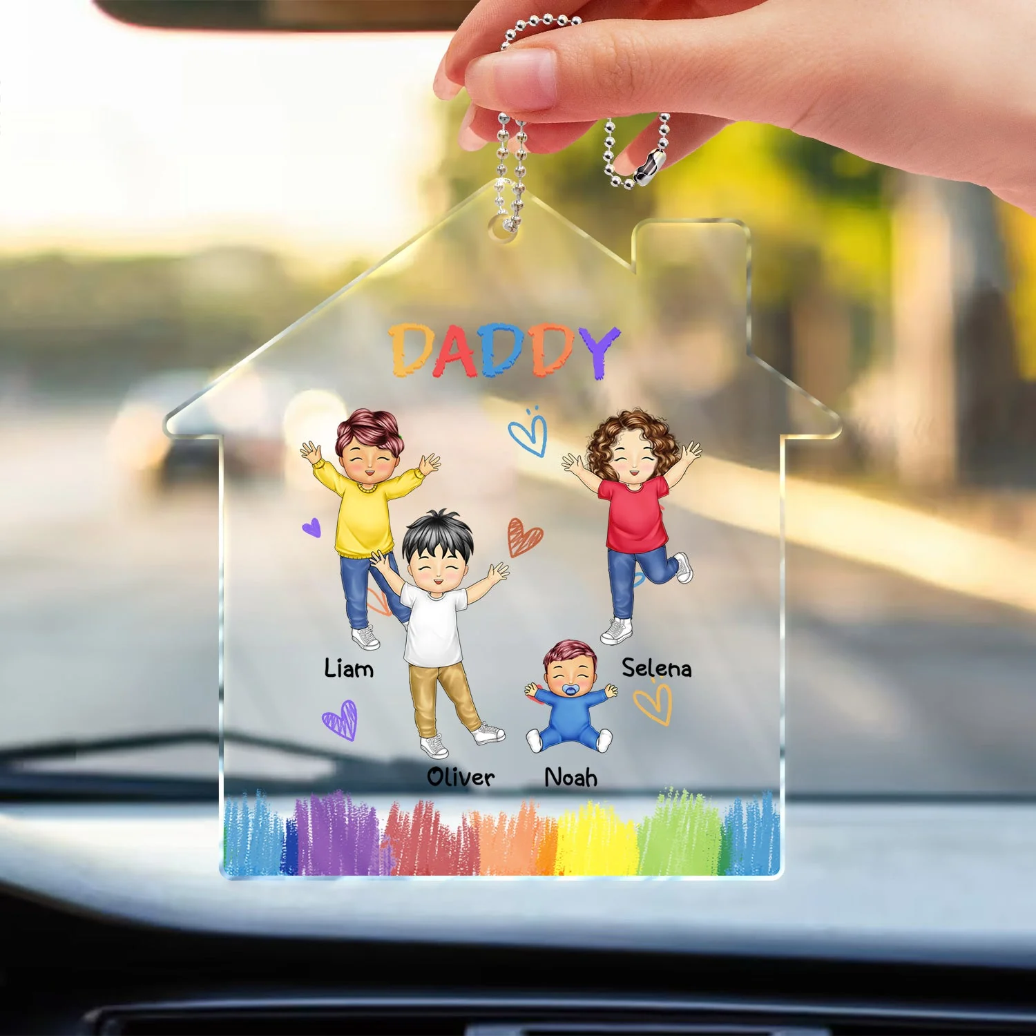 Our Grandkids - Loving Gift For Grandma, Grandpa, Grandparents, Mother, Father - Personalized Acrylic Car Hanger - Image 3