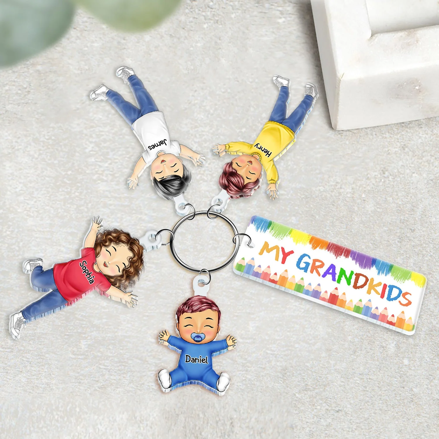 Our Grandkids - Loving Gift For Grandma, Grandparents, Mother - Personalized Acrylic Tag Keychain - Image 2