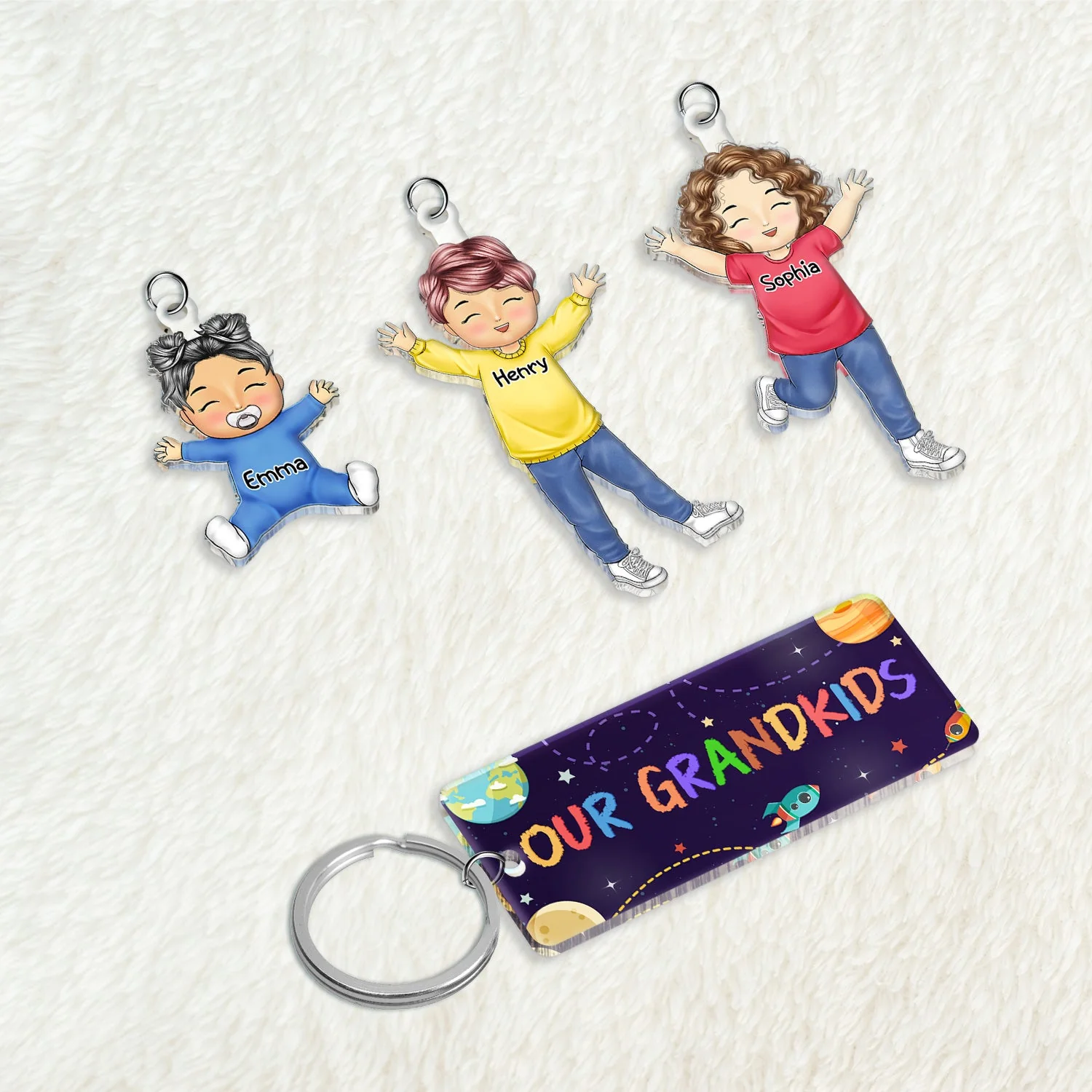 Our Grandkids - Loving Gift For Grandma, Grandparents, Mother - Personalized Acrylic Tag Keychain - Image 4