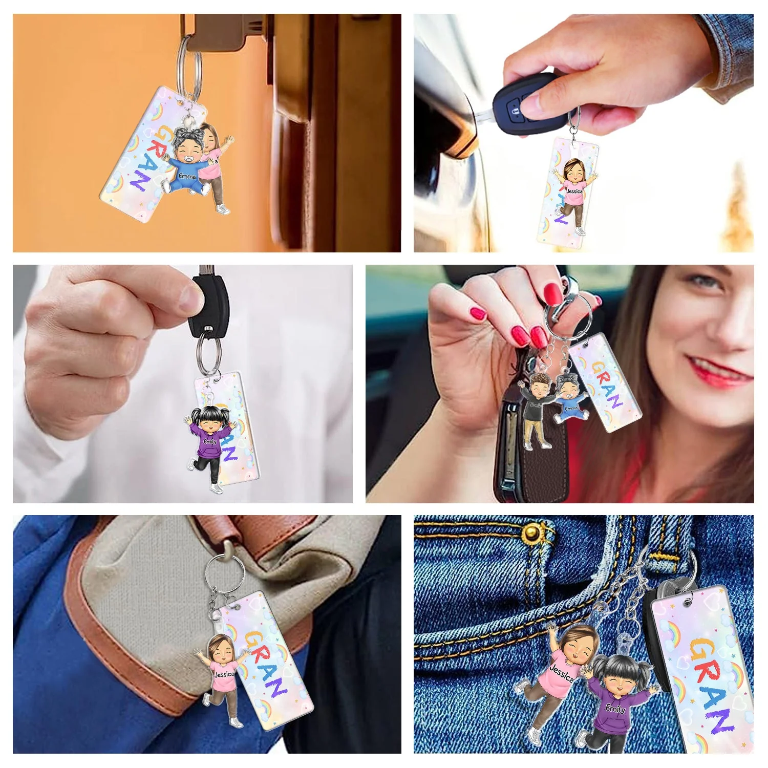 Our Grandkids - Loving Gift For Grandma, Grandparents, Mother - Personalized Acrylic Tag Keychain - Image 6