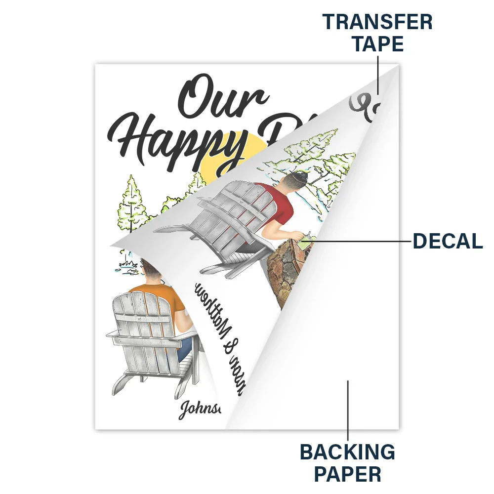 Our Happy Place Couples Fire Pit - Personalized Camping Decal, Decor Decal - Image 4