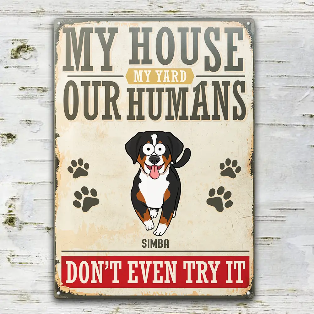Our Home Our Humans Go Toward Pets - Personalized Classic Metal Signs - Image 2