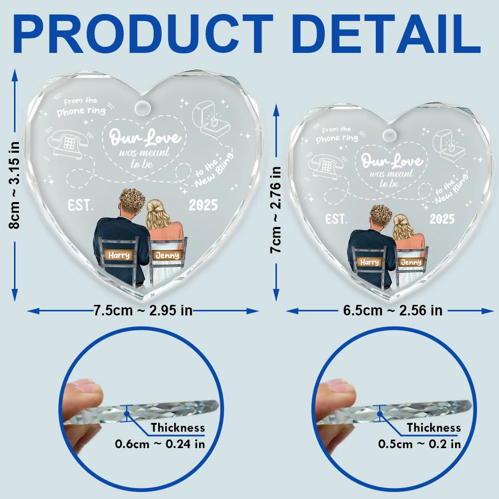 Our Love Was Meant To Be - Personalized Heart Shaped Glass Ornament - Image 5