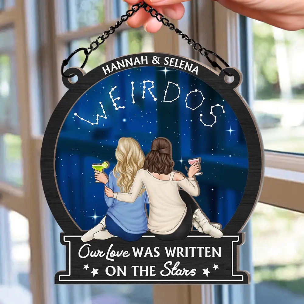 Our Love Was Written On The Stars - Personalized Window Hanging Suncatcher Ornament - Image 2