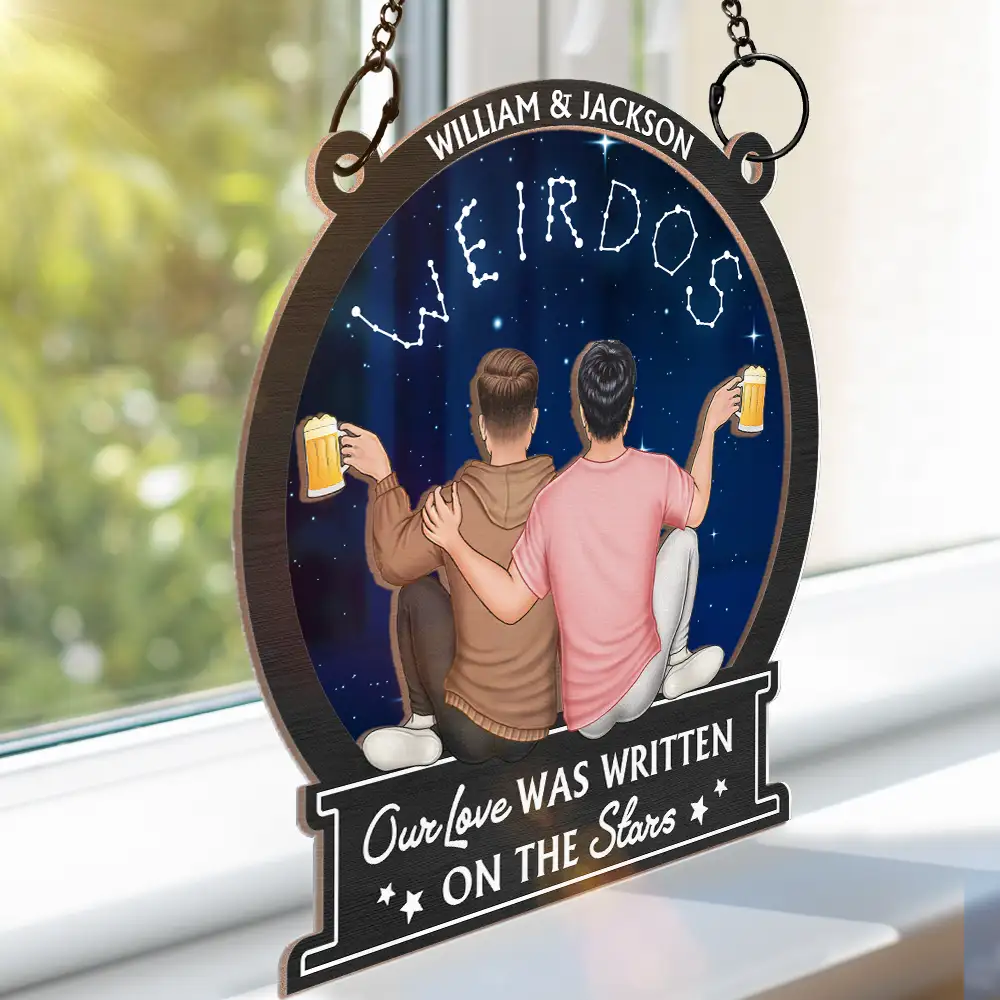 Our Love Was Written On The Stars - Personalized Window Hanging Suncatcher Ornament - Image 3