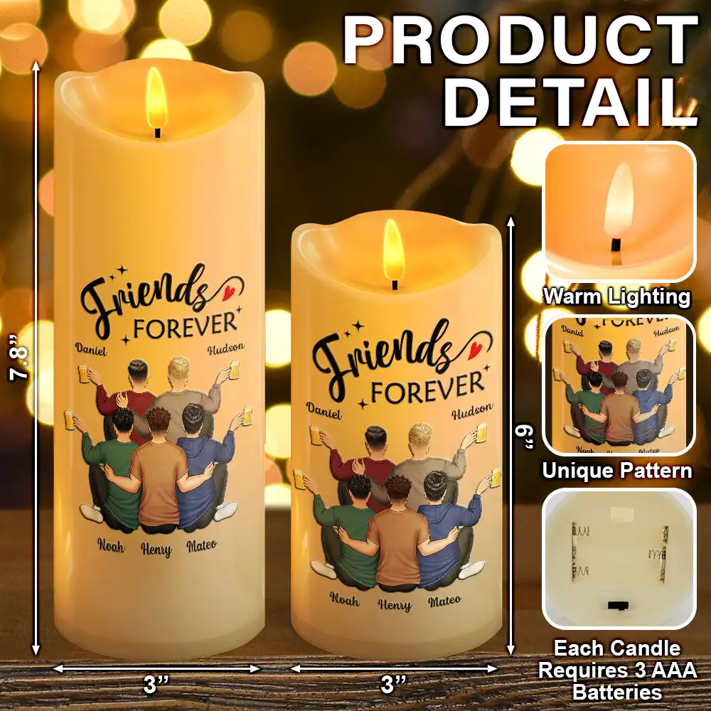 Our Memories Are Countless Friends Forever - Personalized Flameless LED Candle - Image 5