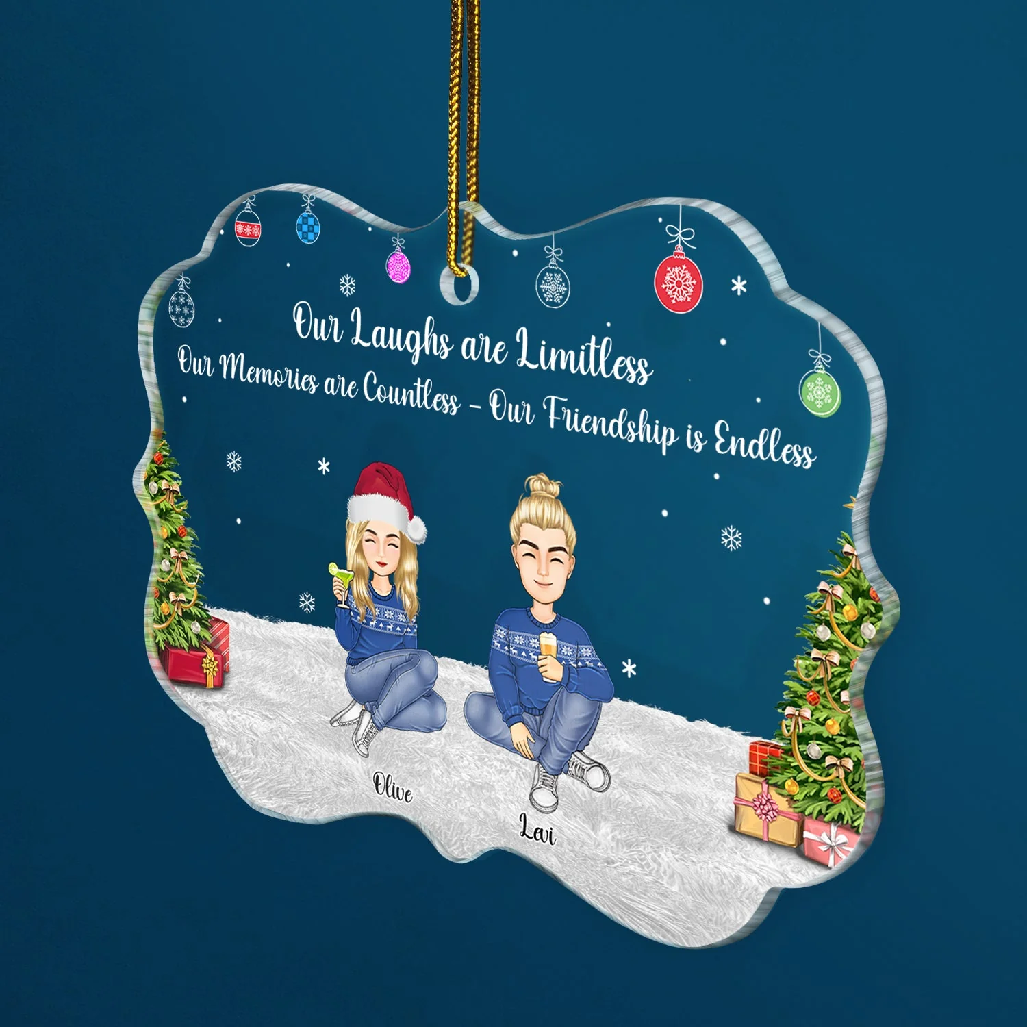Our Memories Are Countless Our Friendship Is Endless - Christmas, Gift For Bestie - Personalized Medallion Acrylic Ornament - Image 2