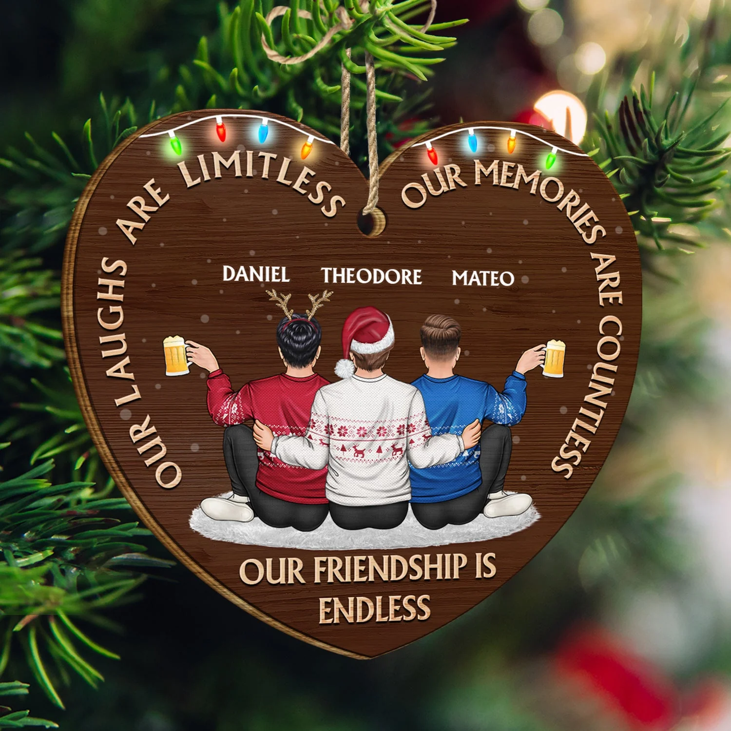 Our Memories Are Countless, Our Friendship Is Endless - Christmas Gifts For Best Friends, Besties - Personalized Custom Shaped Wooden Ornament - Image 3