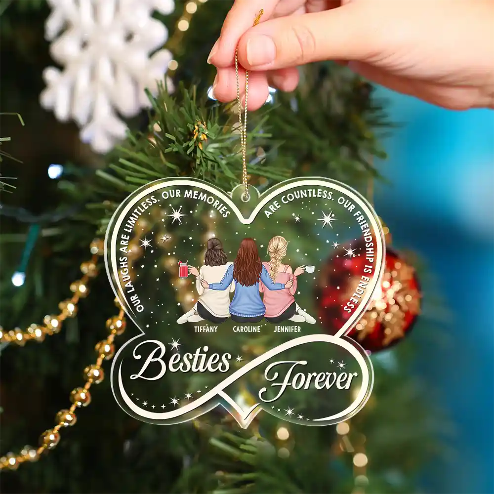 Our Memories Are Countless Our Friendship Is Endless - Personalized Custom Shaped Acrylic Ornament - Image 4