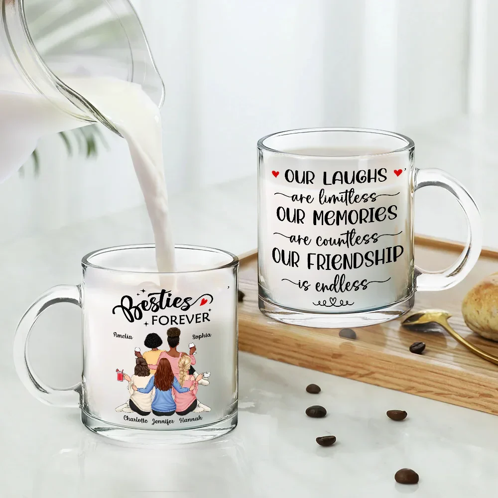 Our Memories Are Countless Our Friendship Is Endless - Personalized Glass Mug - Image 4