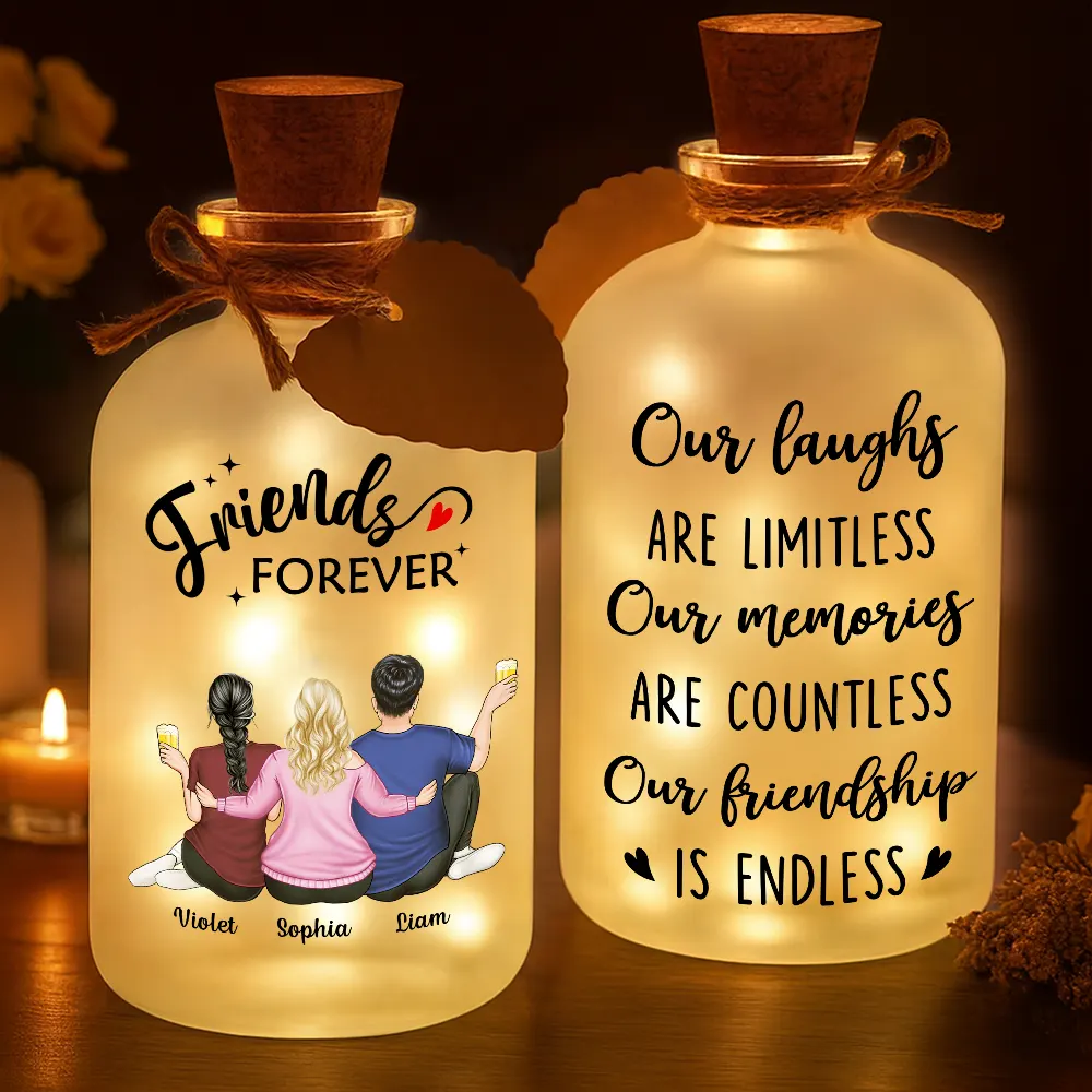 Our Memories Are Countless Our Friendship Is Endless - Personalized Short Bottle Light - Image 2