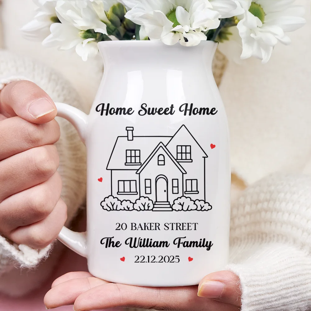Our New Home Housewarming Gifts - Personalized Ceramic Flower Vase - Image 3
