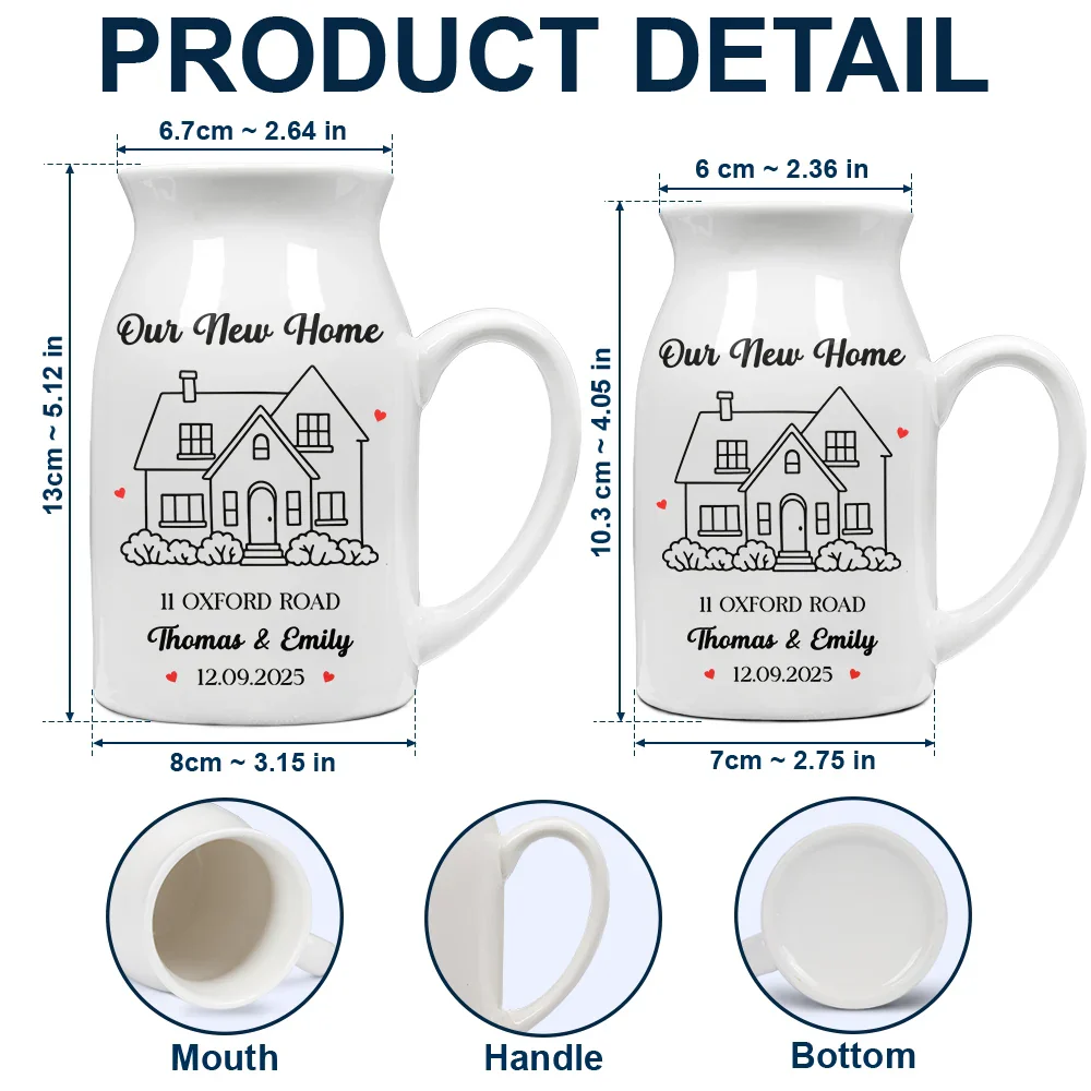 Our New Home Housewarming Gifts - Personalized Ceramic Flower Vase - Image 4
