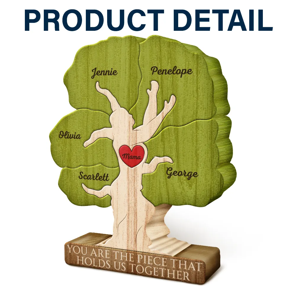 Our Roots Begin With Mom - Personalized Custom Shaped Wooden Puzzle - Image 4