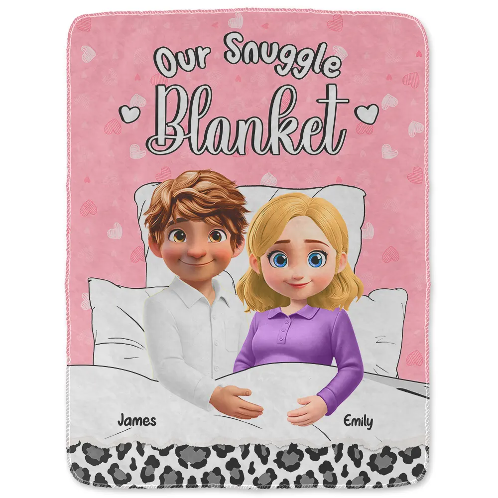 Our Snuggle Cuddling 3D Effect Couple - Personalized Fleece Blanket, Sherpa Blanket - Image 2