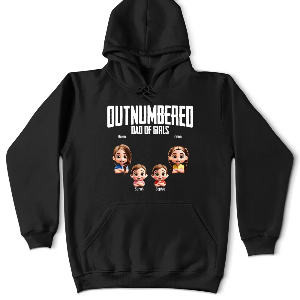 Outnumbered Dad Of Girls - Personalized T Shirt - Image 4